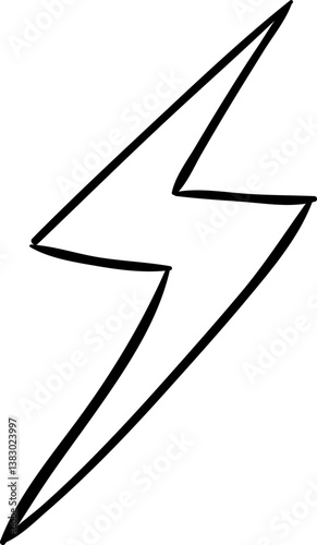 Handdrawn lightning doodle icon. Hand drawn black sketch. Sign cartoon symbol. Decoration element. White background. Isolated. Flat design. Vector illustration