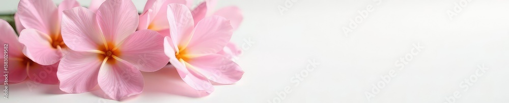 Fototapeta premium Delicate flower blooms on a clean white surface, petals, flower, closeup