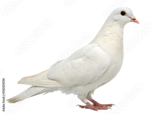 White feather pigeon bird isolated on transparent background