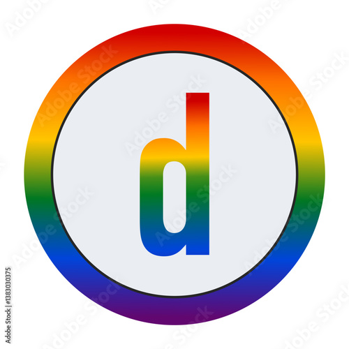 LGBTQ Pride Lowercase Letter d – Rainbow Symbol of Equality