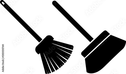 Broom vector collection & Set of broomstick black silhouette vector designs