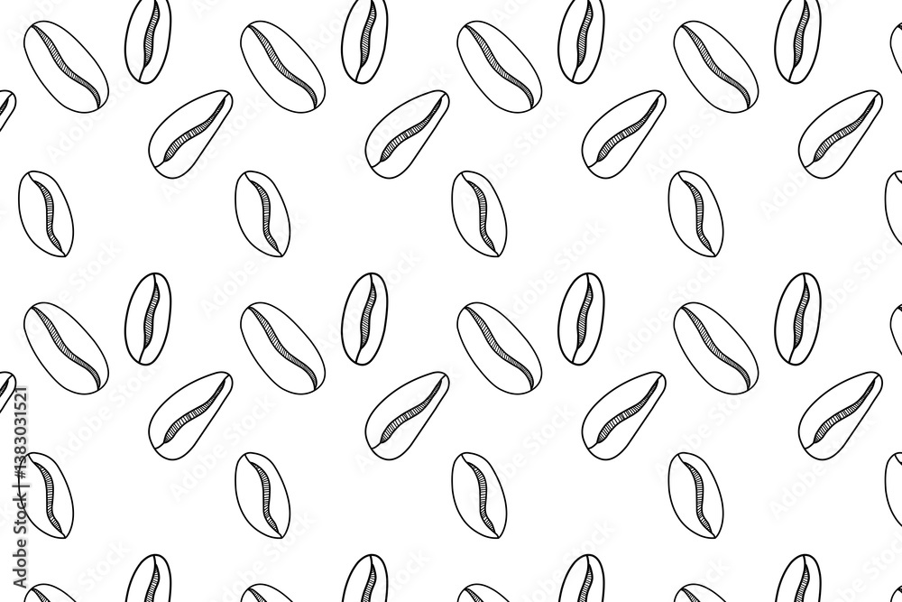 Seamless pattern of minimalist coffee beans. Caffeine coffee shop. Wrapper coffee background. Hand drawn seamless coffee beans Seamless pattern of minimalist coffee beans. Caffeine coffee shop. Wrapper coffee background. Hand drawn seamless coffee beans
