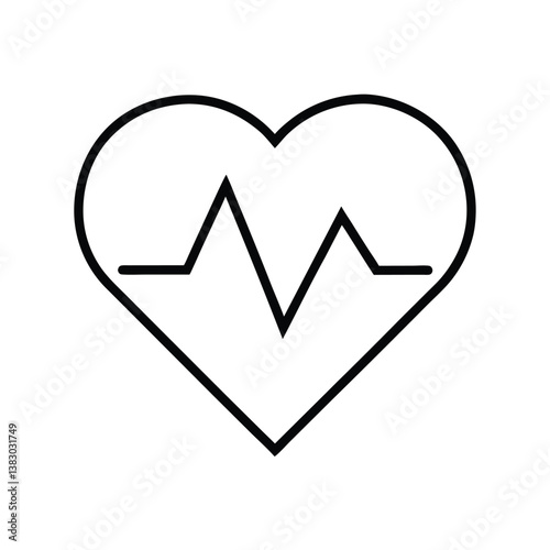Free Download healthy heart icon with a heartbeat line. - GFXLoad