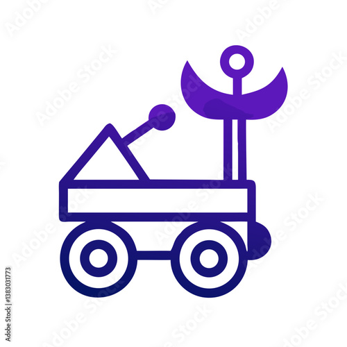 Purple line space rover icon with antenna and wheels