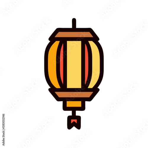 Yellow Chinese lantern icon with bold black outline