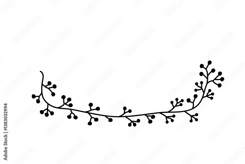 シンプルな植物の線画フレームイラスト 黒 ベクター シンプルな植物の線画フレームイラスト 黒 ベクター