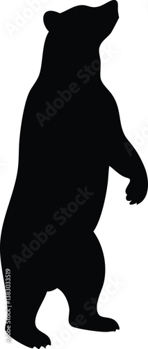 Black and white silhouette of a bear standing on its hind legs, ideal for logos, branding, and digital artwork.