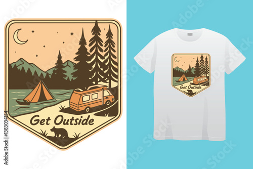 Starry night camping t shirt Design. Vector t shirt Design.