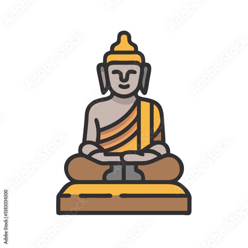 Buddha statue icon in simple linear style