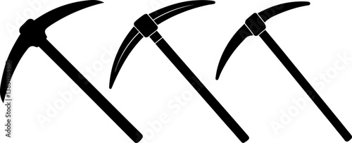 Pickaxe vector collection & Set of pickaxe black silhouette vector designs
