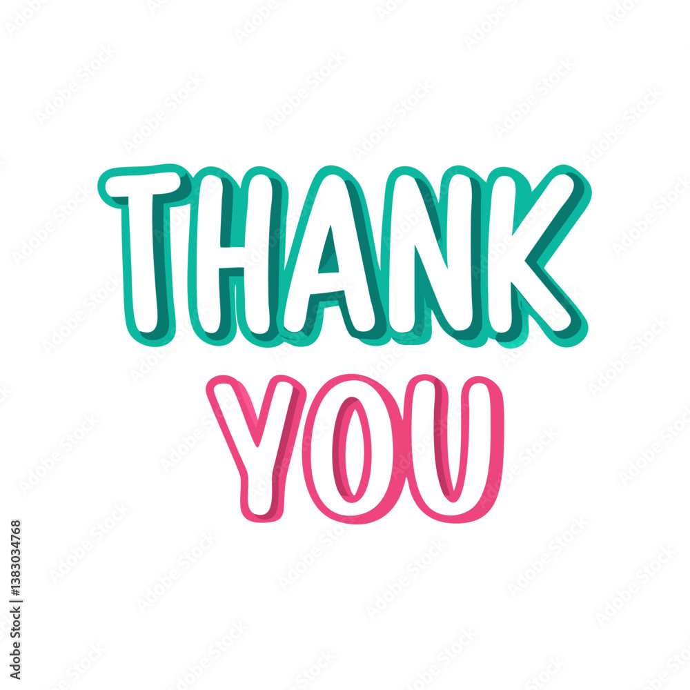 Thank you text in green and pink bubble font style Thank you text in green and pink bubble font style