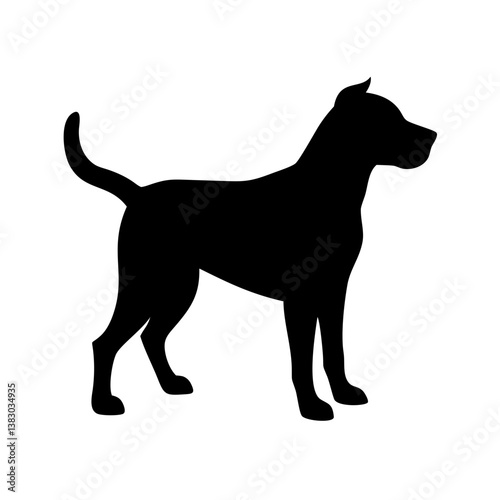 Standing dog silhouette icon in black vector style