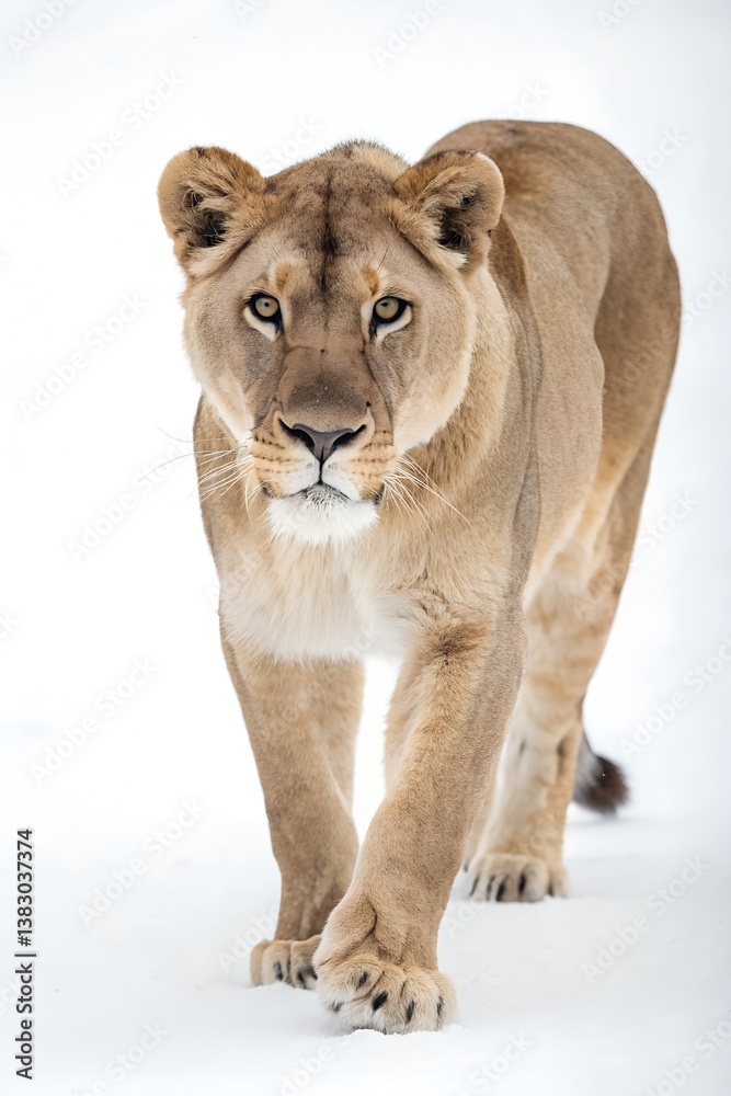 Obraz premium Majestic Lion on White Background – Studio Wildlife Portrait