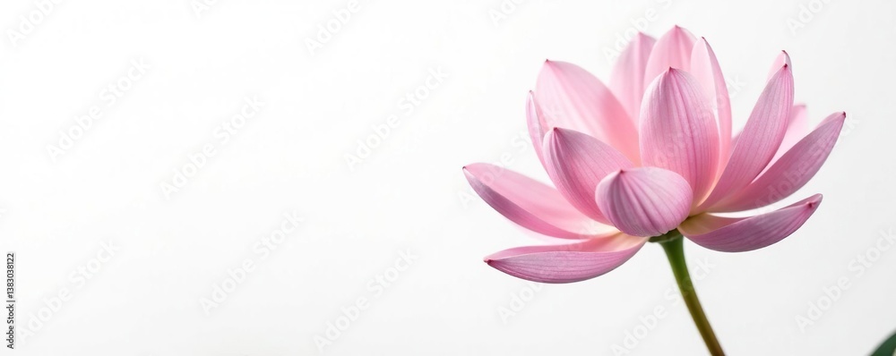 Fototapeta premium Delicate flower with intricate petals isolated on white background, texture, foliage