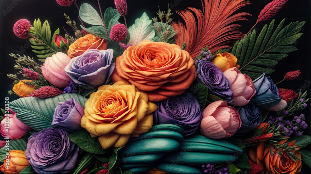 Close-up view of meticulously crafted flowers, emphasizing detail and artistry.