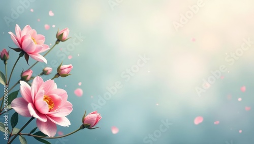 Subtle floral motif, pastel shades, delicate design for online profiles, background, insta, floral