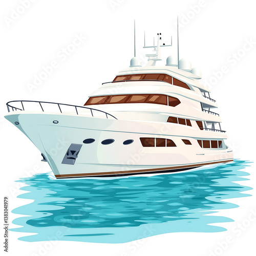 Wallpaper Mural Luxury Yacht Cruising on Water in Simple Flat Vector Illustration. Luxury and High End Lifestyle Concept Torontodigital.ca