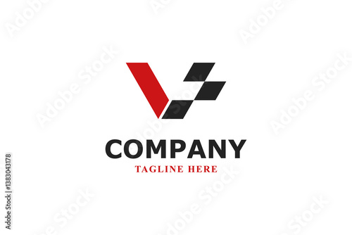 letter v and race modern logo