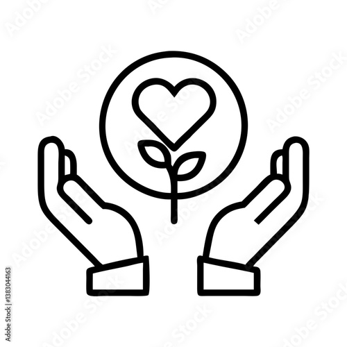 Hands holding heart plant vector illustration for love growth and care concept design graphic element 