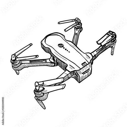 Qadrocopter or drone. Hand drawn vector illustration