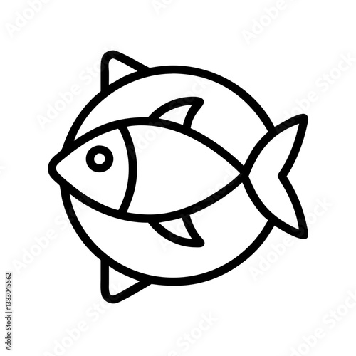 Fish graphic vector illustration of two fish swimming in a circle outline style for logo design or decoration