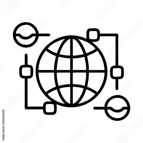 Global network communication internet connection worldwide web technology and data transfer icon vector