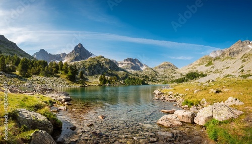 beautiful mountain landscape in neouvielle national nature reserve lac de bastan inferieur french pyrenees