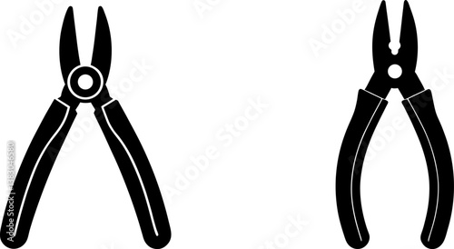 Plier tools vector collection & Set of gardening tool silhouette vector design