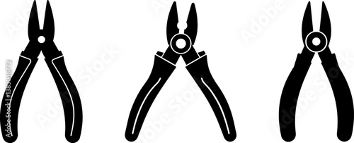 Plier tools vector collection & Set of gardening tool silhouette vector design