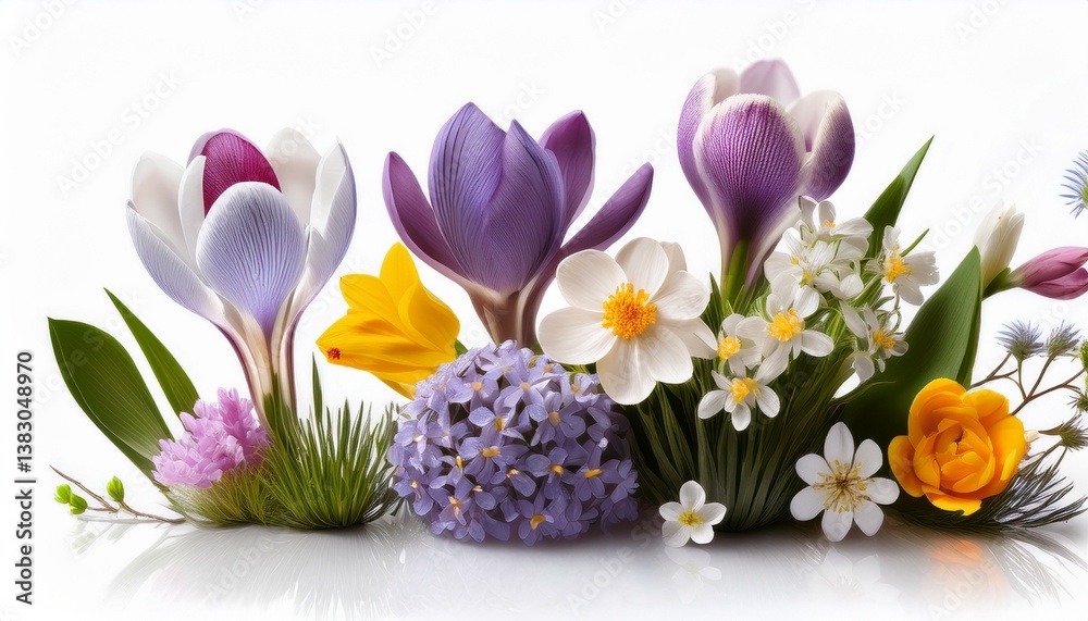 Obraz premium spring flowers isolated on white background