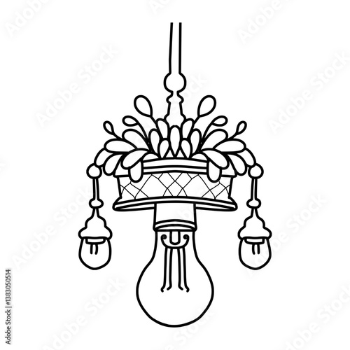 vector illustration of a vintage lamp outline 