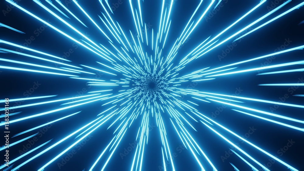 Fototapeta premium 3d render flight through a light space tunnel