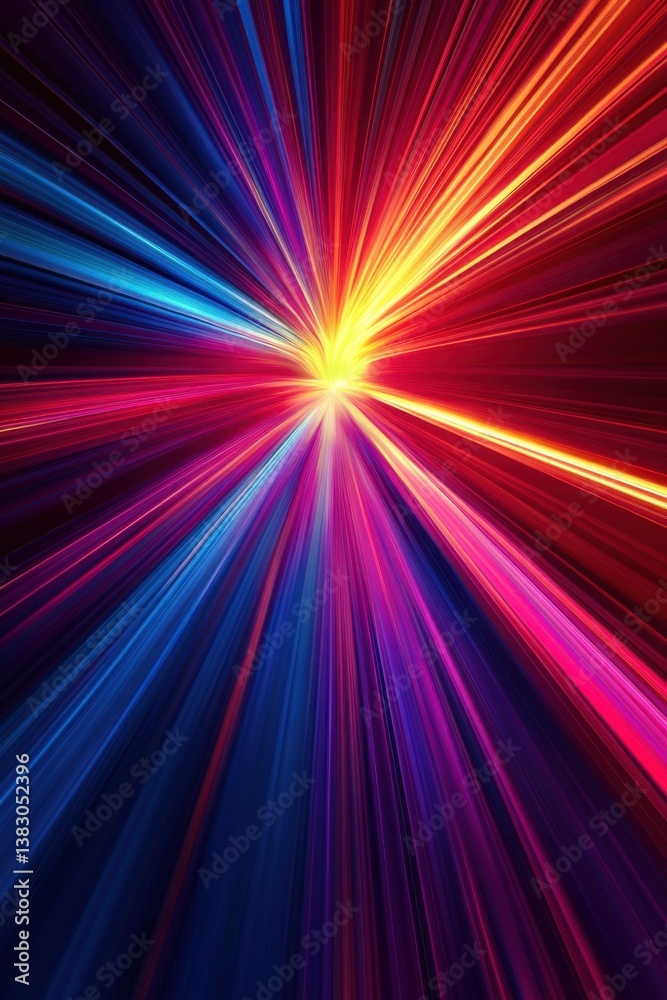 Fototapeta premium Dynamic light streaks converging in vibrant hues creating a sense of speed and energy abstract background