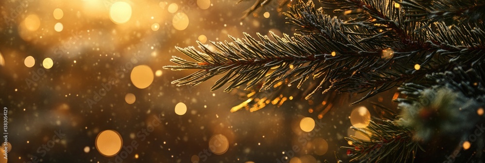 custom made wallpaper toronto digitalFestive Christmas Fir Branch with Golden Lights