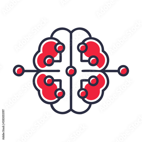 Abstract brain icon representing deep learning on a transparent background  