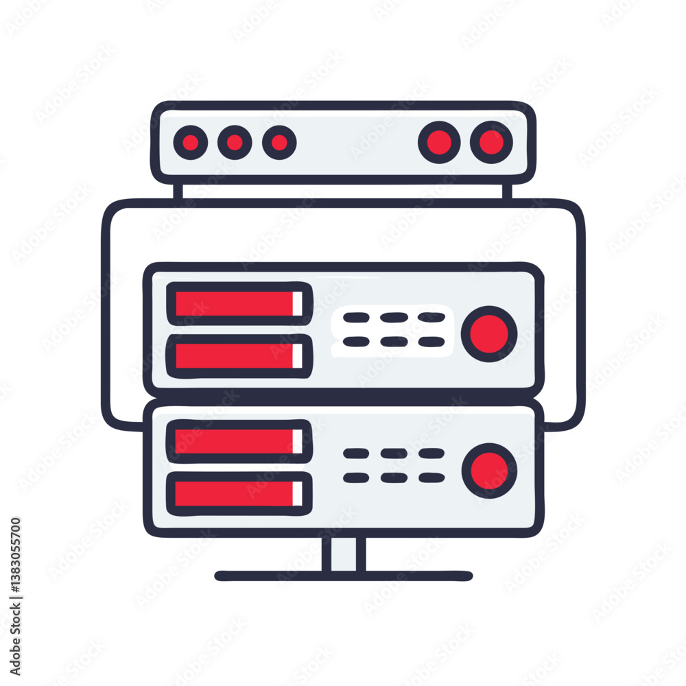 Obraz premium Web Server Icon in Flat Design with Red and White Colors 