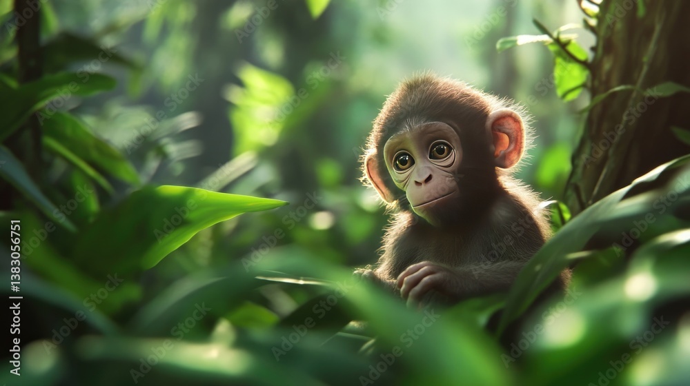 Obraz premium Little monkey in the forest