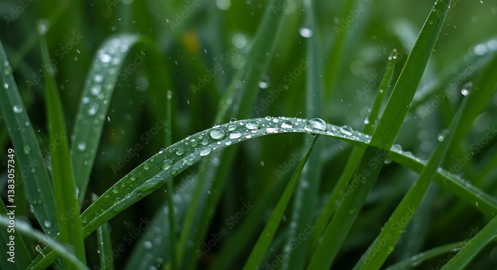 Naklejka premium Emerald Dewdrops AI Generated