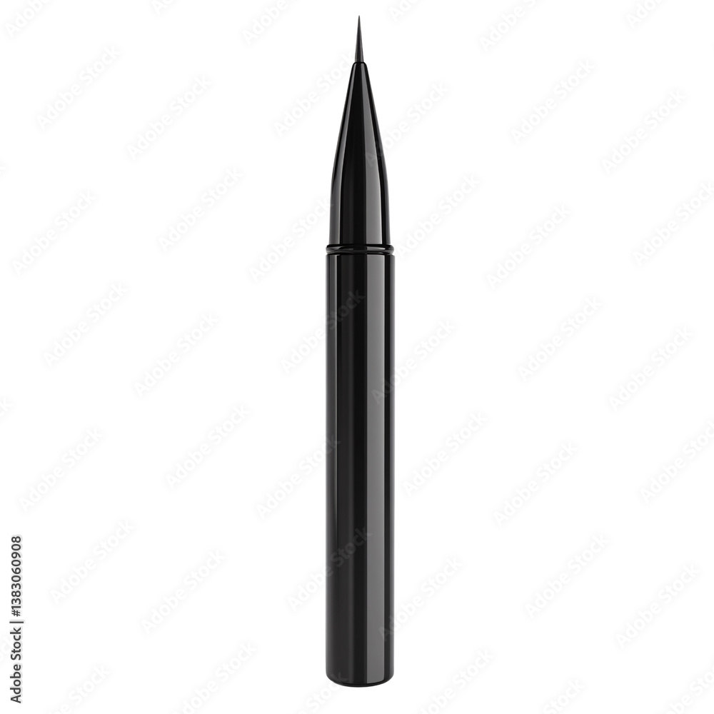 Black eyeliner pen with precision tip on a transparent background Concept of beauty, makeup, cosmetics, and eye enhancement Black eyeliner pen with precision tip on a transparent background Concept of beauty, makeup, cosmetics, and eye enhancement