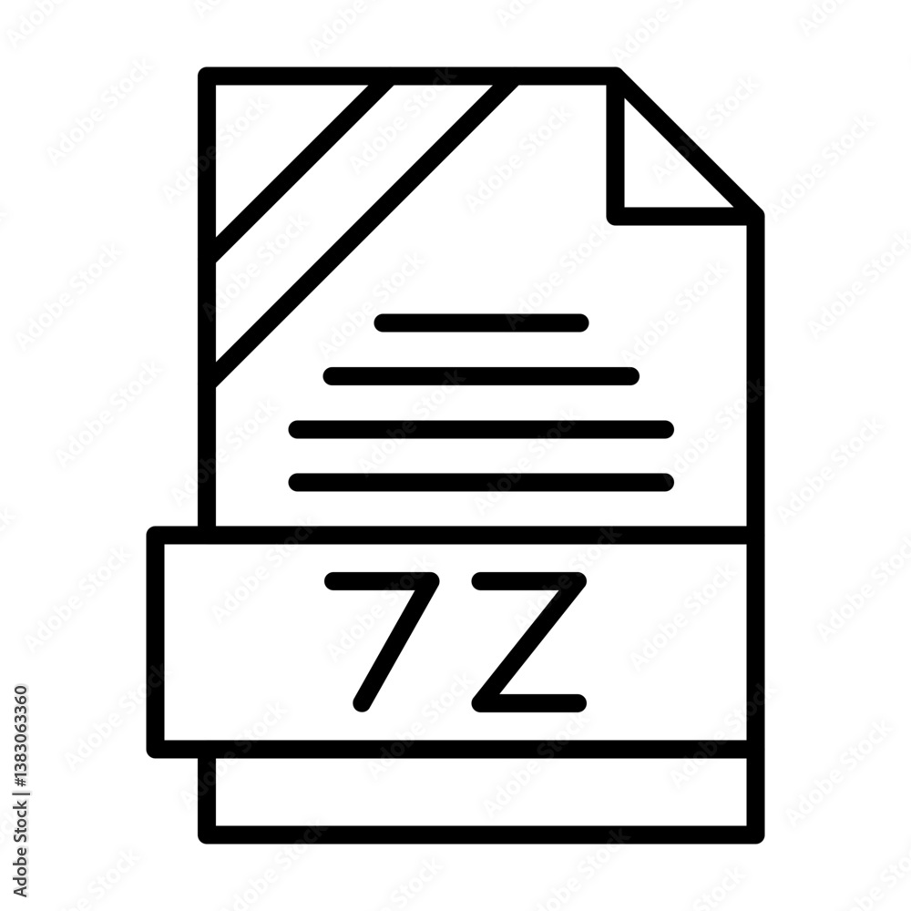 7z File Format Outline Style Icon 7z File Format Outline Style Icon