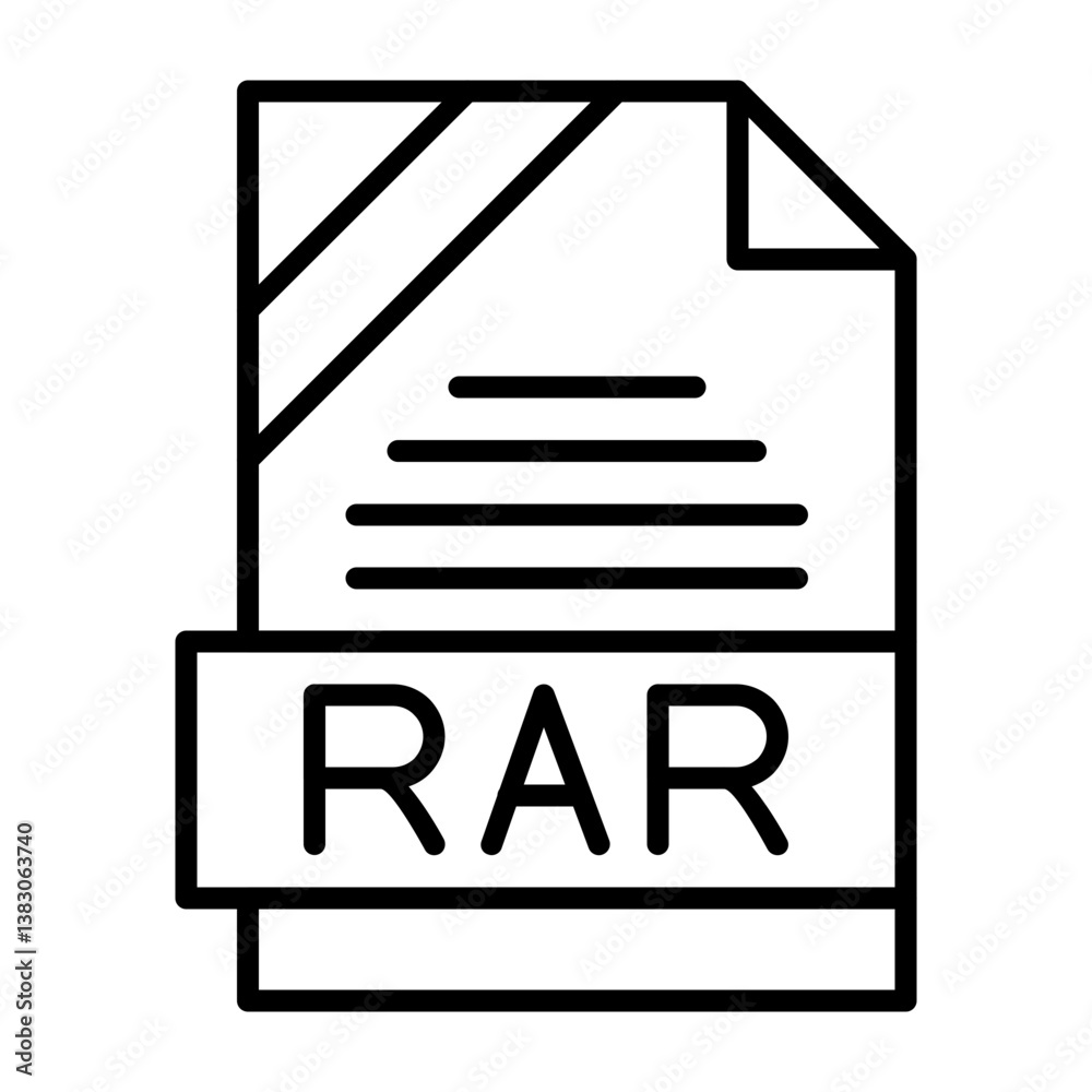 RAR File Format Outline Style Icon RAR File Format Outline Style Icon