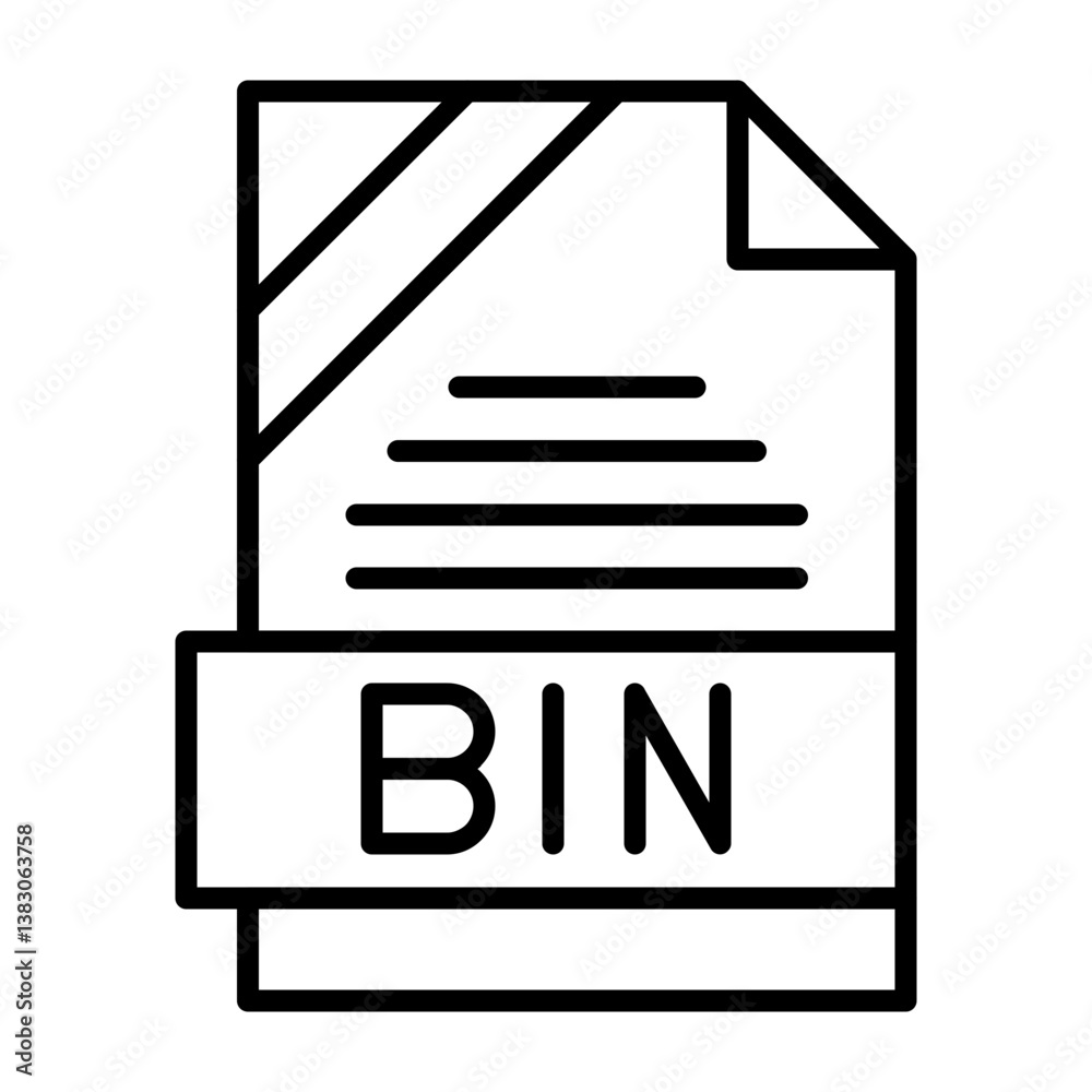 BIN File Format Outline Style Icon BIN File Format Outline Style Icon