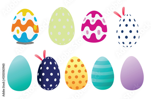 Set of Easter eggs, Easter day egg icons