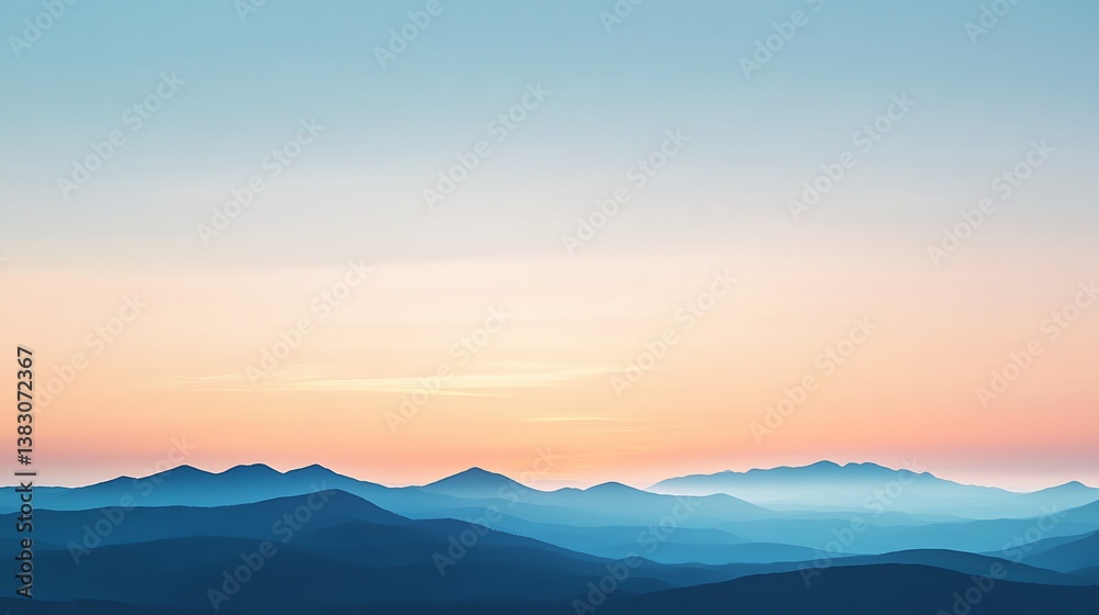 Fototapeta premium Serene Sunset Over Blue Mountain Ranges