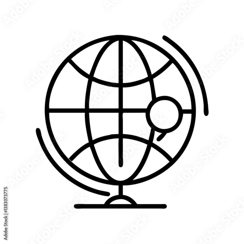Globe world earth map geography travel location destination global sphere cartography education icon vector 3d