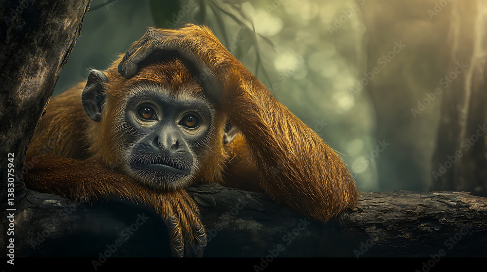 Obraz premium Golden Monkey in Tree – Majestic Wildlife Portrait