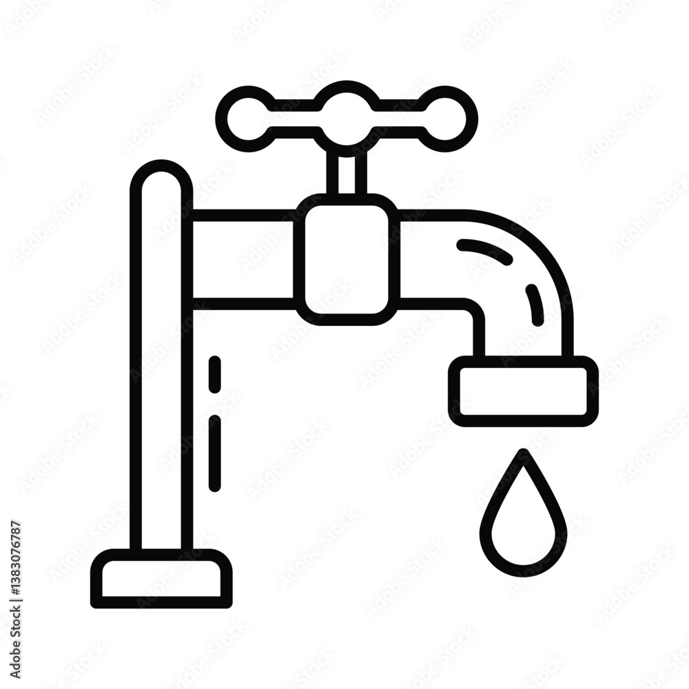 Ready to use linear style icon of ablution water tap Ready to use linear style icon of ablution water tap