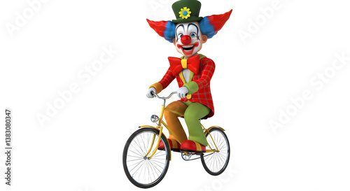 Clown Riding a Bicycle in Fun Colorful Attire for Kids' Entertainment