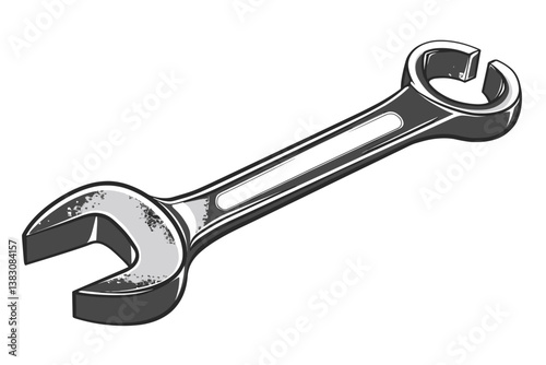 Wrench. Engineer instrument for support service. 3d illustration isolated on white.