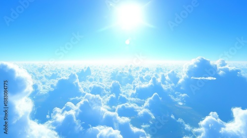 Expansive blue sky with wispy clouds, a panoramic view of serenity and freedom.